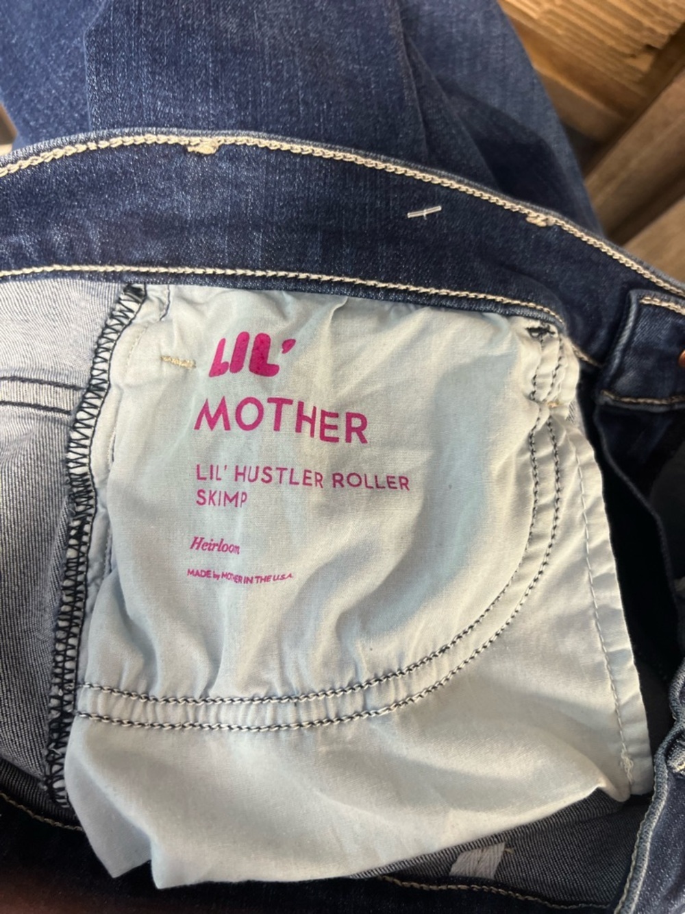 MOTHER The Lil Hustler 70's High Rise Wide Leg Roller Skimp Heirloom Size 34P - Picture 8 of 12